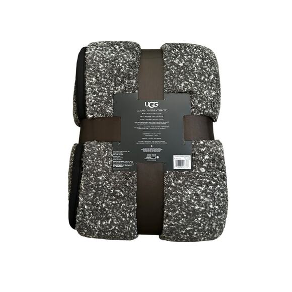 UGG Melange Sherpa Throw 50" x 70" Color: Off Black New - Picture 2 of 5